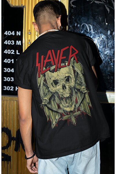 SEVBANO Tricou oversize unisex cu imprimeu pe spate Slayer Rock Metal Music Band