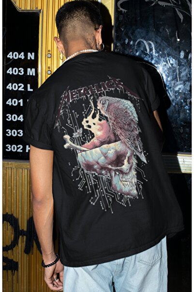 SEVBANO Tricou oversize unisex cu imprimeu pe spate Metallica Rock Metal Musi...