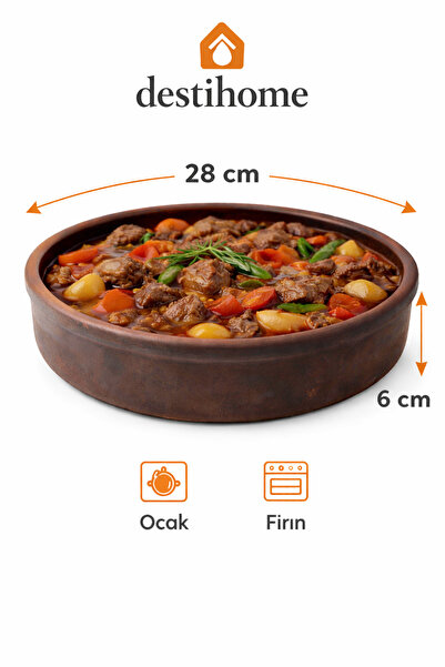DestiHome Doğal Elyapımı Fırın Ve Ocak Uyumlu Tava (28x6cm)