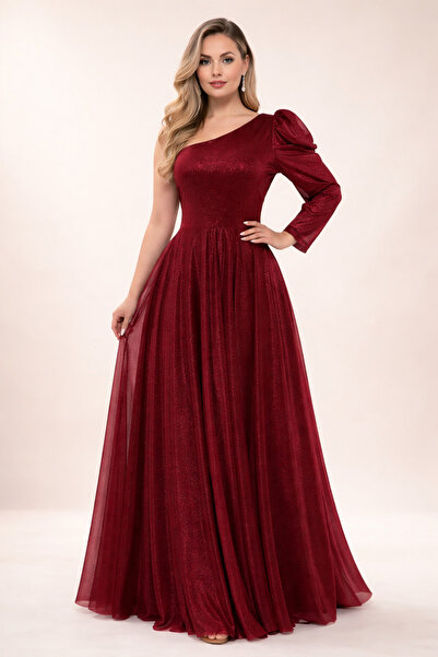 IŞILTI Βραδινό φόρεμα plus size - Βουργουνδία - Basic