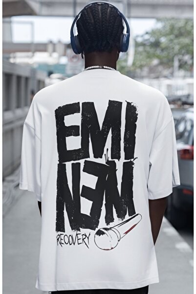 SEVBANO تي شيرت Eminem Recovery Rapper Singer مطبوع من الخلف للجنسين مقاس كبير