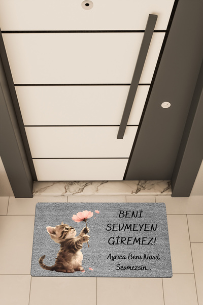 Dormot High-Quality Digital Printing, Standard Floral Kitten-Themed Door Mat