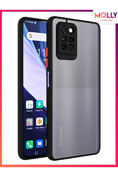 Molly İNFİNİX NOTE 10 PRO (X695) İçin Kenarları Siyah Renkli Buzlu Şeffaf Sil...