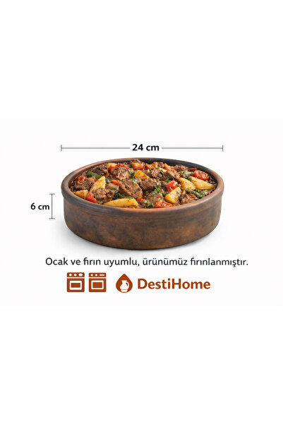 DestiHome Doğal Elyapımı Ocak Ve Fırın Uyumlu Tava(24x6cm)