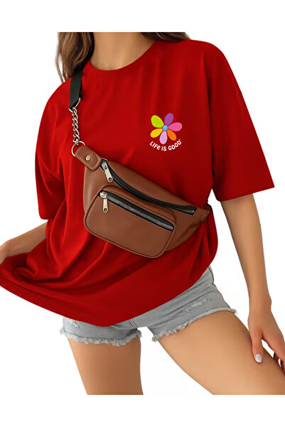 SUNFREE T-Shirt - Κόκκινο - Oversize