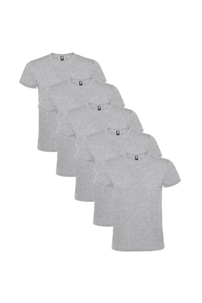 ROLY Set 5 tricouri maneca scurta, 100% bumbac, gri