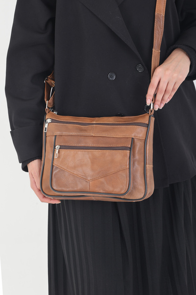 Erzeno Τσάντα ώμου - Καφέ - Γνήσιο δέρμα