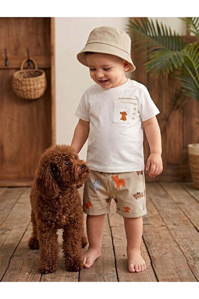P&H BABYWEAR طقم صيفي مكون من 3 قطع للأولاد الصغار/الأطفال مع قبعة سفاري مزين...