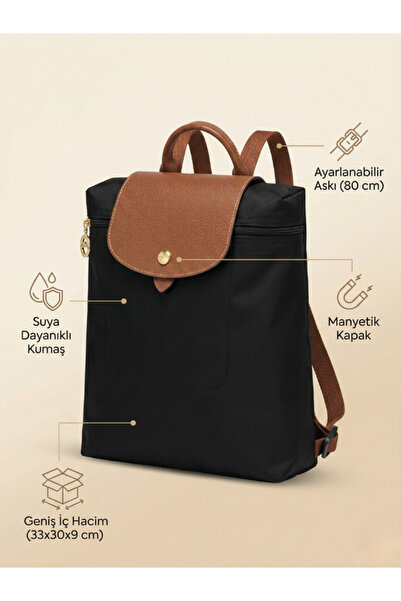 shopExxtra Kadın Sırt Çantası Suya Dayanıklı Kumaş Günlük Kullanım Ayarlanabilir Askılı Şık Tasarım 33x30x9 cm