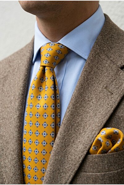 CROATE Πολυτελής γραβάτα από τεχνητό μετάξι ματ – Κίτρινο Κόμο, με μίνιμαλ σχ...