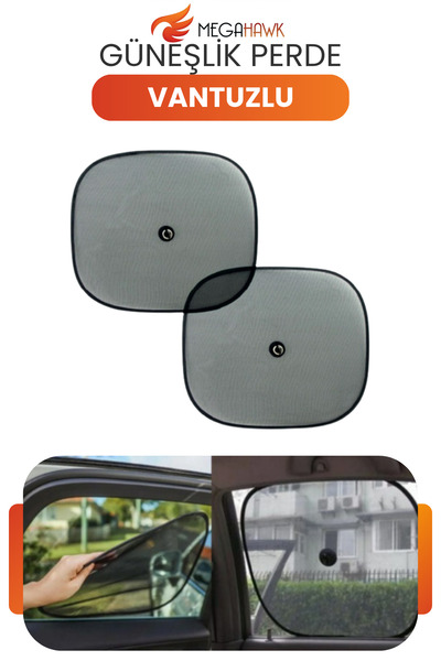 MEGAHAWK Set de 2 parasolare pentru geamurile laterale ale mașinii, cu ventuz...