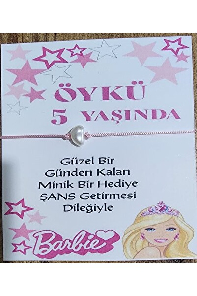 YİPACO tasarım Kişiye Özel BARBİE Tema Kart ve Hediye İnci Şans Bilekliği 12 ...