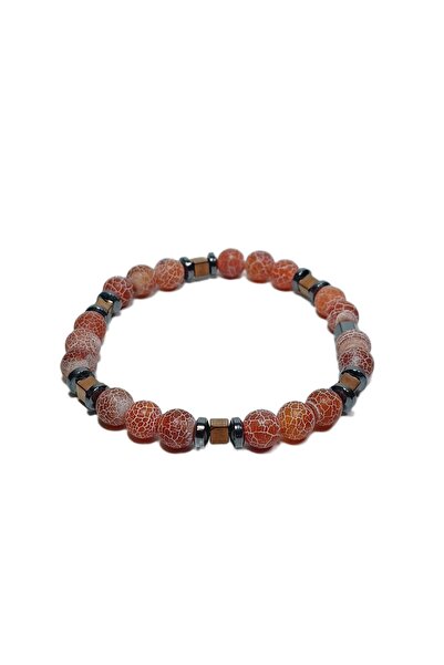 Janti Jtss26Blk1814 Veined Agate Hematite Natural Stone Flexible Orange 8 mm ...
