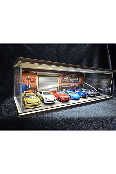 fabrikahşap Dekoratif 1.64 Diorama Model Araba Standı Usb Ledli 7 Araçlık Hot...
