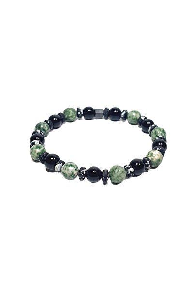 Janti Jtss26Blk1804 Jasper, Onyx and Hematite Natural Stone Flexible Green Bl...