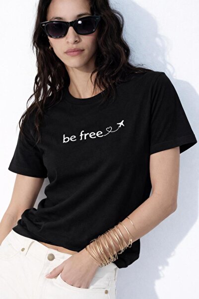yubistitch Tshirt Embroidered with Embroidery Beefree- Combed Cotton-Black
