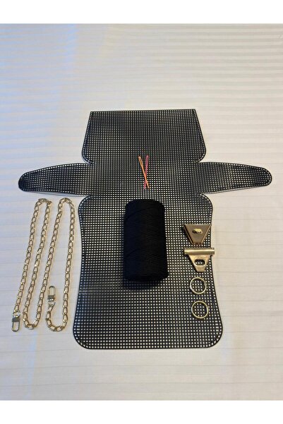 VELORİA BAG & SCARF ORTA BOY Plastik Kanvas Polyester Makrome İpli Çanta Yapı...