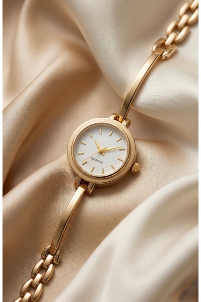 KLISHE Butik Kadın Çelik Saat Gold Renk Minimal Yuvarlak Kasa Vintage Lüks | ...