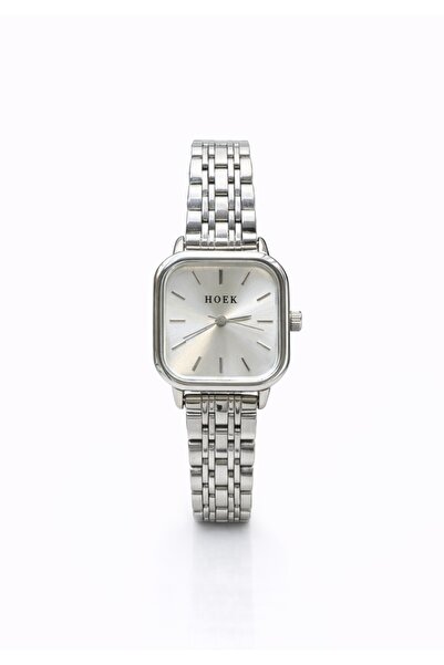 HOEK Women's Silver Color Square Case Women's Wristwatch Steel Band Minimal S...