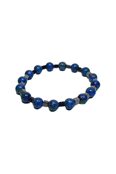 Janti Jtss26Blk1803 Ceyt and Hematite Natural Stone Flexible Dark Blue 8 mm G...
