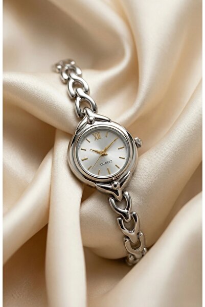KLISHE Butik Women's Steel Watch Silver Color Minimal Round Case Vintage Luxu...