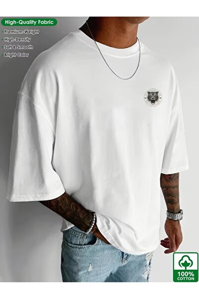 texila Unisex No Sacrifice No Victory Printed Oversize Crew Neck T-Shirt