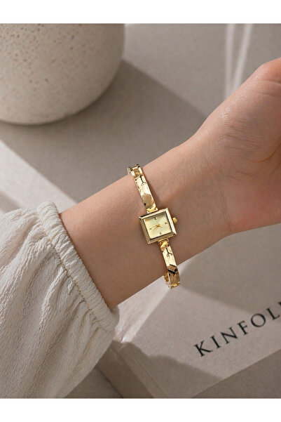 Boris Accessory Women's Gold Minimal Square Case Bracelet Watch – Stylish Ele...