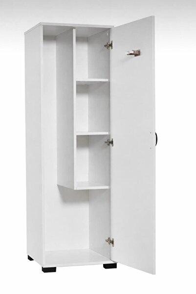 MODENZA %100 MDF Çok Amaçlı Temizlik ve Ütü Masası Dolabı-Beyaz