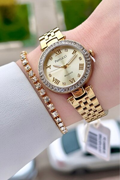 Ferrucci Gold Renk Kadın 30 Mm Kadın Kol Saati