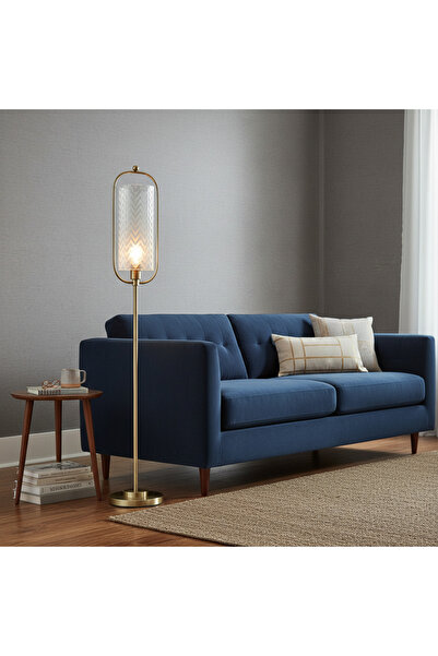 Danube Home Glass Glow Metal Floor Lamp ML256242 D25x160cm Gold E27