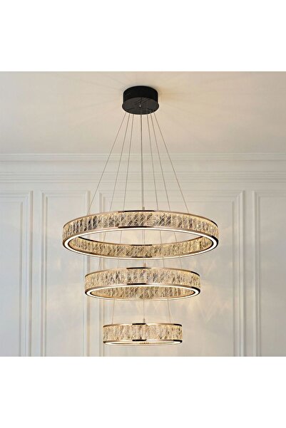 Danube Home Celine Modern Chandelier 3- Color Dimmable With Base Plate - 3 Ring