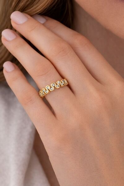 XUPING JEWELRY خاتم من الفولاذ Xuping مزين بحجر الزركون