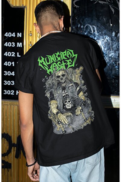 SEVBANO Tricou unisex supradimensionat cu imprimeu pe spate Municipal Waste R...
