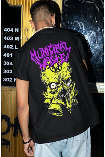 SEVBANO Tricou unisex supradimensionat cu imprimeu pe spate Municipal Waste R...