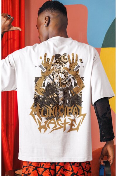 SEVBANO Tricou unisex supradimensionat cu imprimeu pe spate Municipal Waste R...