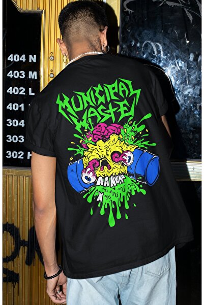 SEVBANO Tricou unisex supradimensionat cu imprimeu pe spate Municipal Waste R...