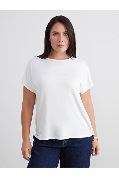 LC Waikiki Nevavm Big Size Oval Neck Women's T-Shirt with Difference