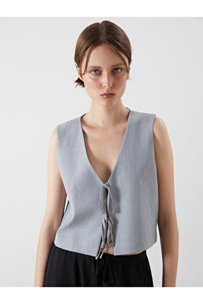 LC Waikiki V Neck Crinkle Women's Classic Waistcoat