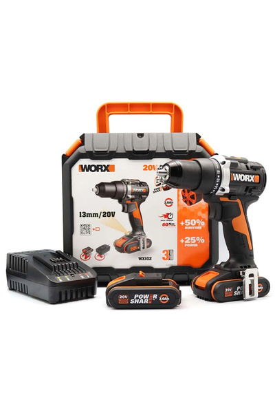 Genel Markalar WX102 20Volt/2.0Ah Li-ion Çift Akülü Kömürsüz Profesyonel Şarj...