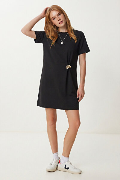 Lovelyİstanbul Accessory Detailed Modal Dress Lnt0031 Black