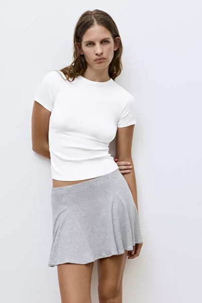 ZAVIXO -ΓΥΝΑΙΚΕΙΟ Στενό Εφαρμοστό Βασικό Γυναικείο T-Shirt Crop, Μαλακό Υφασμ...