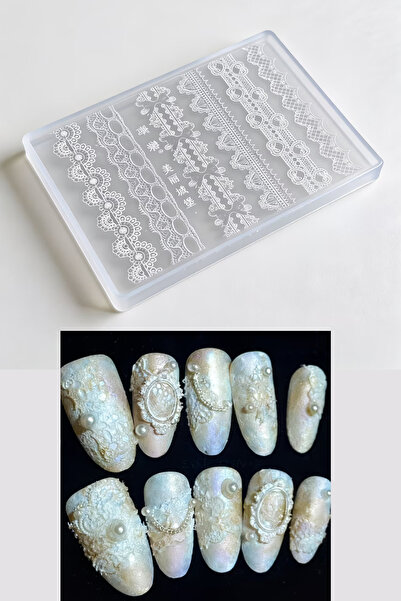 Easy Beauty İnce Nail Art Silikon Kalıp 3D Nail Art Desen Kalıbı, Tırnak Süsl...