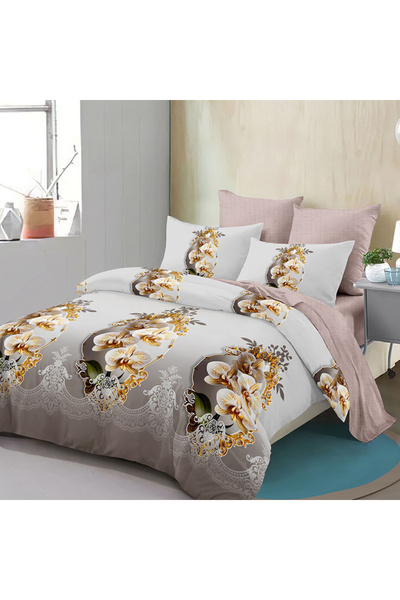 Pucioasa Lenjerie de pat cu elastic 180x200 pentru pat dublu Pucioasa, 6 pies...