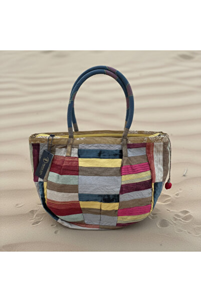 Tohfa Luxe Soraya Mosaic Tote Bag – Hand-Stitched Velvet Patchwork in Jewel &...