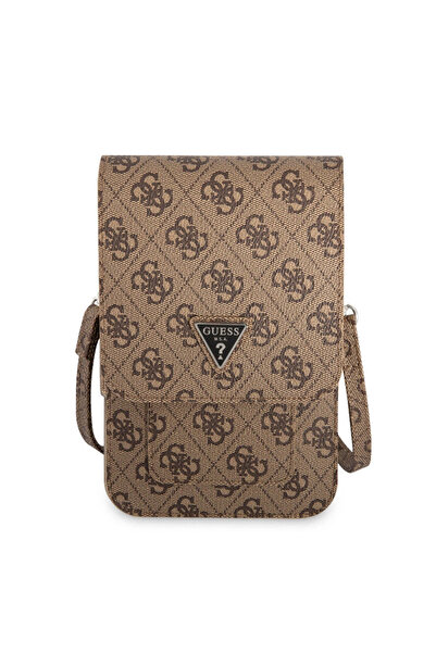 Guess Γυναικεία καφέ τσάντα τηλεφώνου με 4G σχέδιο τριγωνικού λογότυπου και 5...