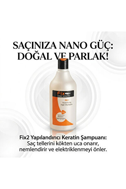 Fix Nano Keratin Şampuan - MEA-18 Destekli Kırık Uç Onarıcı (Tuzsuz/Sülfatsız)
