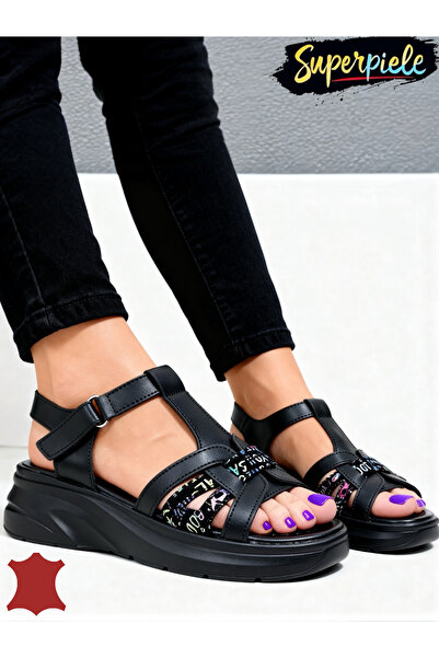 ANGEL BLUE Γυναικεία σανδάλια, γνήσιο δέρμα, κλείσιμο με βέλκρο