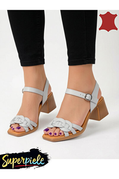 ANGEL BLUE Γυναικεία σανδάλια από γνήσιο δέρμα με χοντρό τακούνι και κλείσιμο...