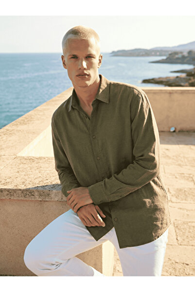 Danger Ανδρικό πουκάμισο από ύφασμα μουσελίνας μισού μεγέθους, βαμβακερό, πρά...