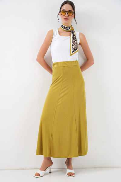 Bigdart Γυναικεία Πλεκτή Μακριά Φούστα 8073 - Ε.Πράσινο